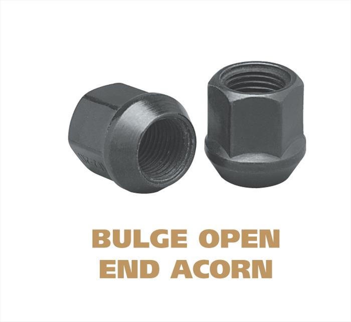 Heat Treated Open End Bulge Acorn Lugs - 17 mm Hex, Zinc Plated Zinc Plated